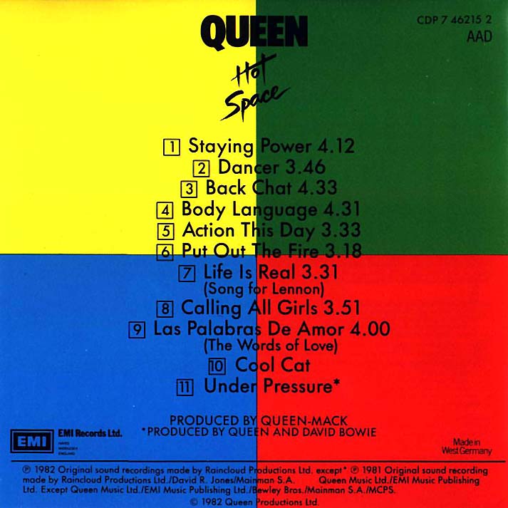 Queen  Hot space  inside [1982]